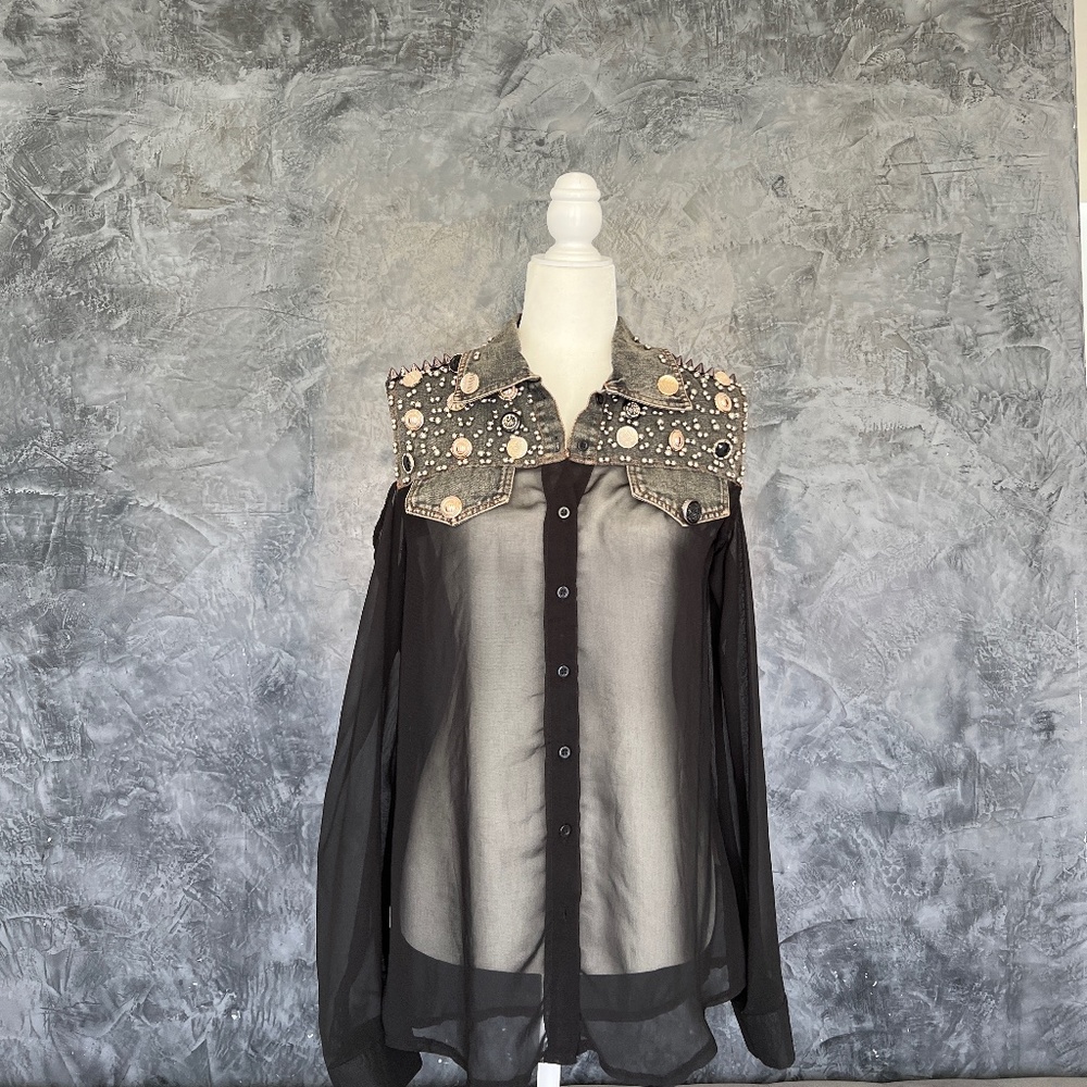 Black and denim shirt